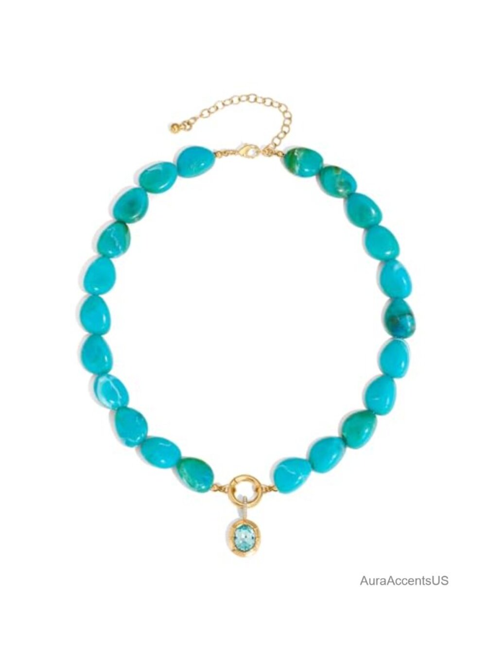 Chunky Resin Beaded Necklace with Cubic Zirconia Pendant